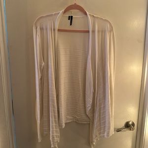 White on whites striped, long sleeve, lightweight cardigan